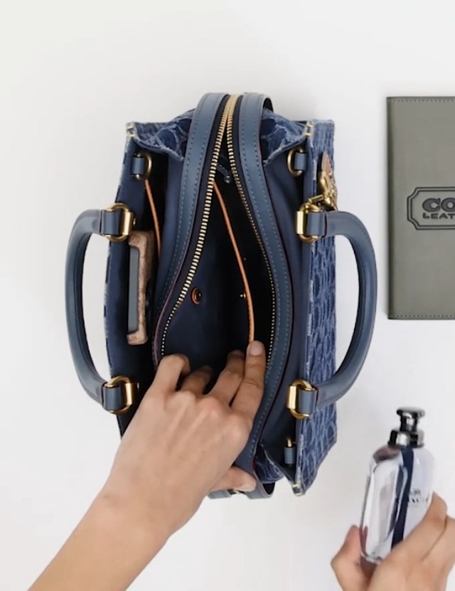 Coach Women's Washed Denim Signature Rogue Bag 25, Blue: Handbags